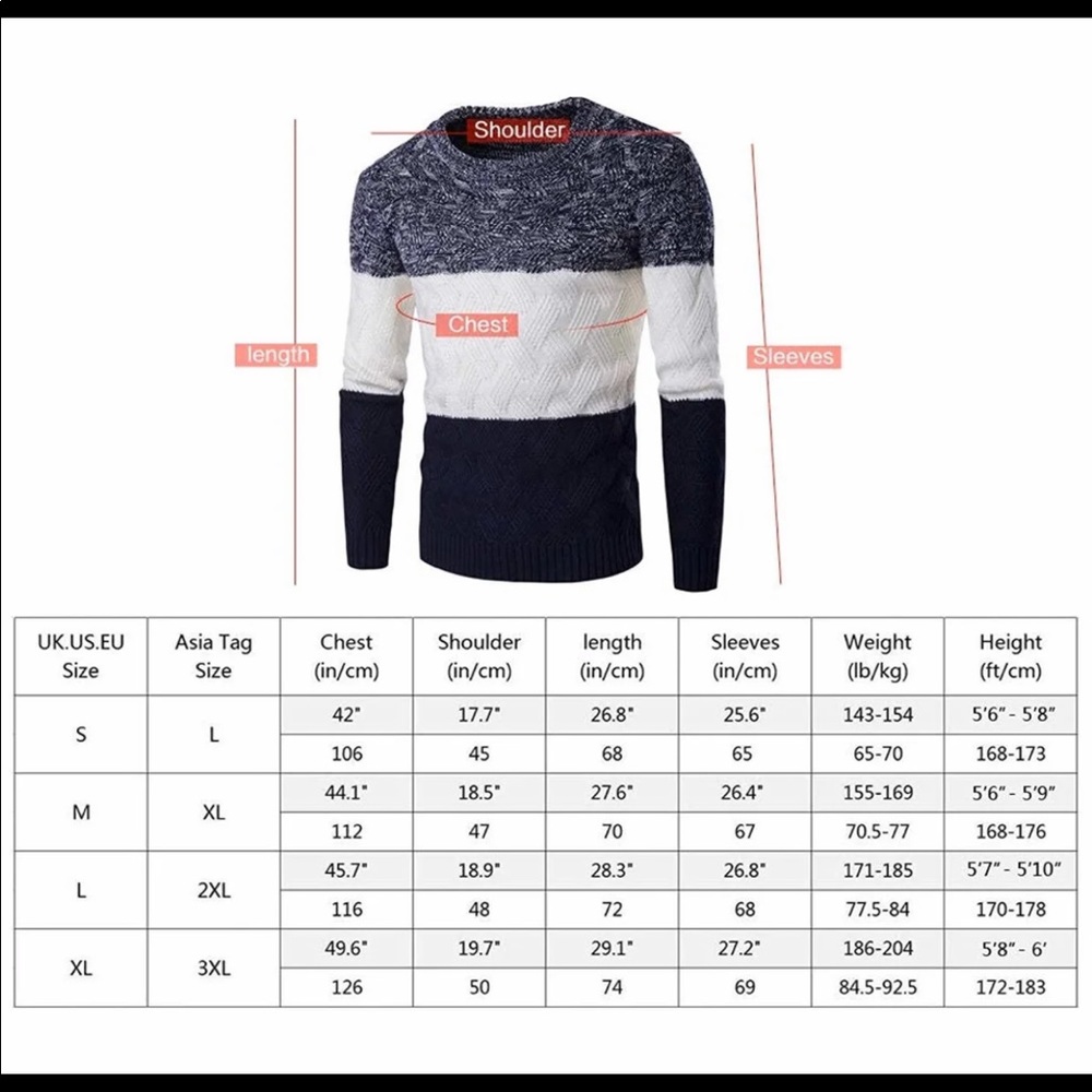 Men’s red color block sweater - Picture 3 of 4